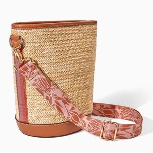Stella and Dot woven bucket bag with guitar strap
